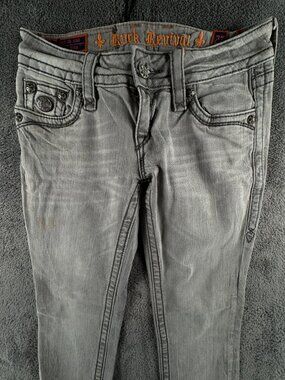 Rock Revival Jeans Celine Skinny Embellished Distressed Women’s Sz 27 Gray